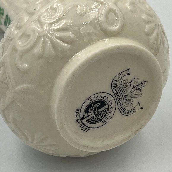 Irish Belleek Third Black Mark Shamrock pattern Onion shaped flower spill vase - Picture 3 of 4